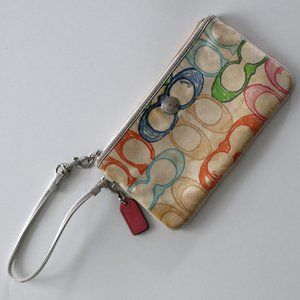 Coach Cloth Multicolor Mini Wristlet Wallet
